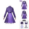 Wednesday Addams Family Cosplay Costume With Polyester Fabric For Halloween And Role Play