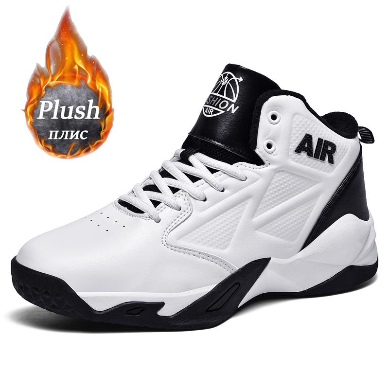 Breathable Men Basketball Shoes Women Hiking Shoe Unisex Plush Sneakers Couple Four Season Shoe Winter Plush Shoe Big Size 36-48
