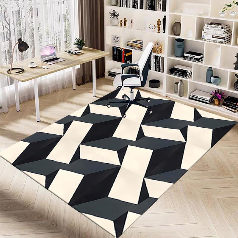 1PC Geometric Pattern Non-Slip Floor Carpet Compatible for Office&Living Room&Bedroom&Dining room - Flat- Soft & Pattern, Vibrant Colors-W288