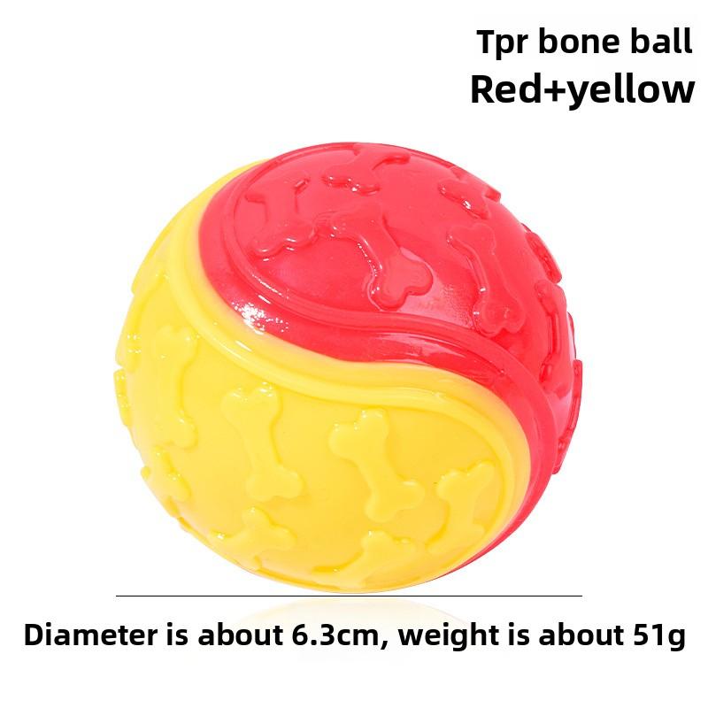 Pet Toy - Two-color Bone Imprint C-shaped Ball Sound-producing Ball - Durable and Chewable Toy for Puppies - Small Dog Toy Ball