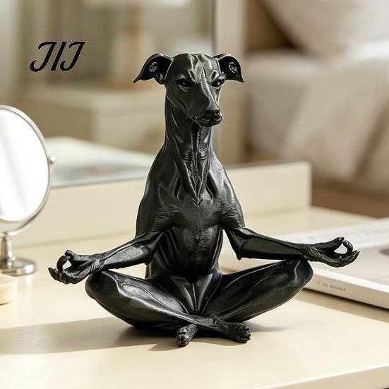Zen Dog Statue for Home Decor 3D Printed Meditating Statue, Sitting Puppy Figurine Funny Desk Accessories Office Decor, Creative Animal Sculpture
