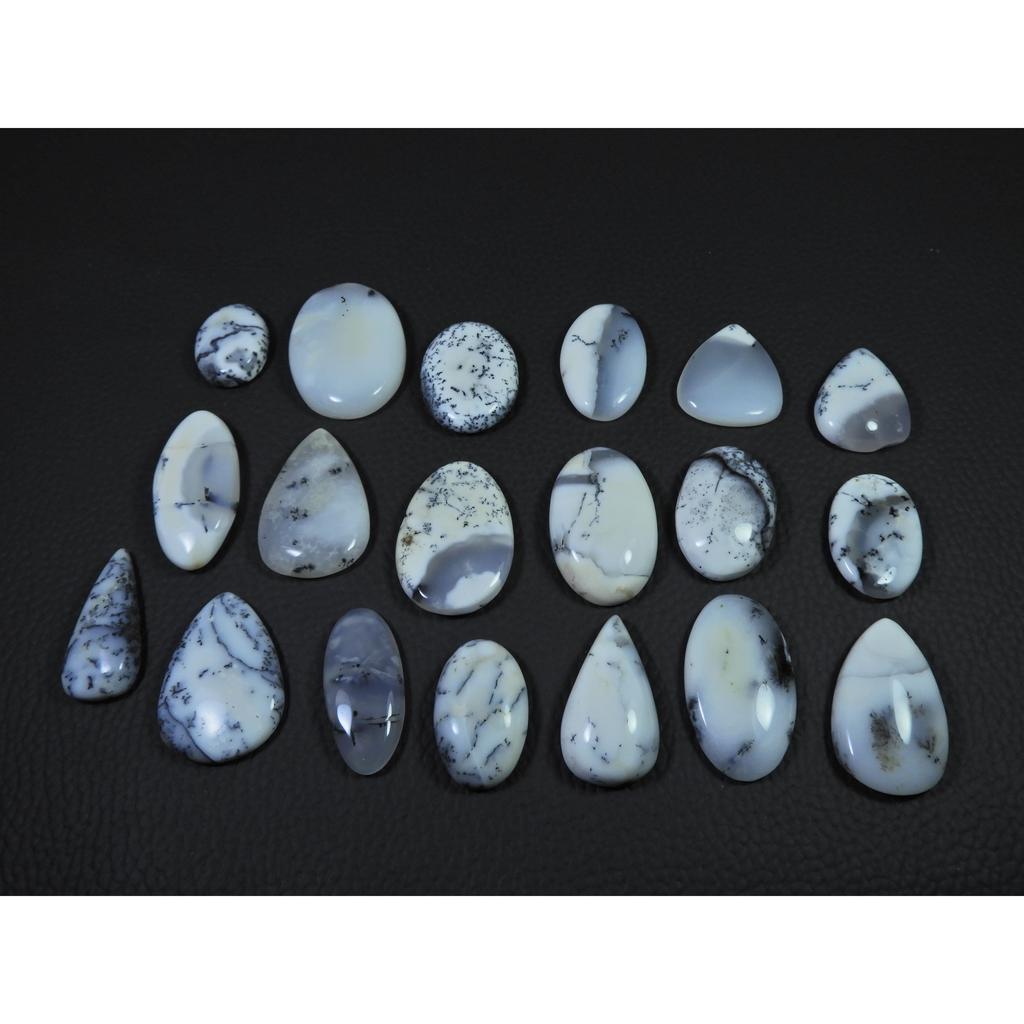 19Pcs Natural Dendrite Opal Mix Shape Cabochon Loose Gemstone Lot 575cts. C-575