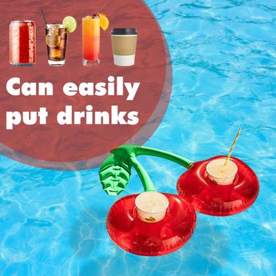 Cherry Inflatable Cup Holder PVC Floating Drink Coaster Lightweight Waterproof Cup Stand