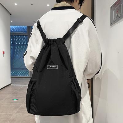 Drawstring Backpack Women'S Bundle Mouth Bag Sports Lightweight Backpack Travel Bag Men'S Outdoor Simple Backpack