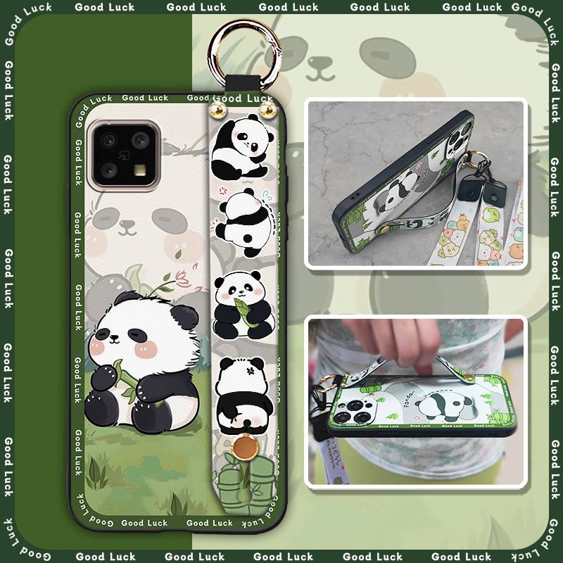 Back Cover Panda Phone Case For Sharp Aquos Sense4 4G/Sense 5G Phone Holder Wrist Strap Durable Cute Fashion Design Ring