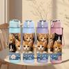 1PC Group Of Kittens Cute Print 750ml Color Plastic Sports Water Bottle Leakproof Flip Straw Lid Suitable for Sports Office Home Use