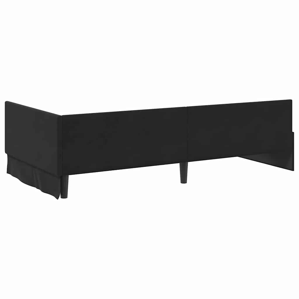 L Shaped Bed Frame with Headboard Black 90 Cm X 200 Cm Velvet