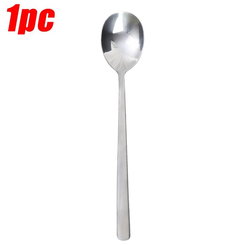 

1-20pcs Long Handle Rice Soup Scoop Stainless Steel Dinner Spoon Silver Coffee Dessert Mixing Spoons Kitchen Tableware Set Tools серебряный