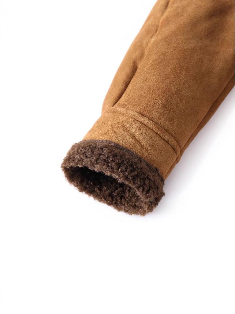 Petite Women's Lambswool Jacket for Mid-Aged & Elderly: Autumn/Winter Leather & Fur, Thick Plain Top