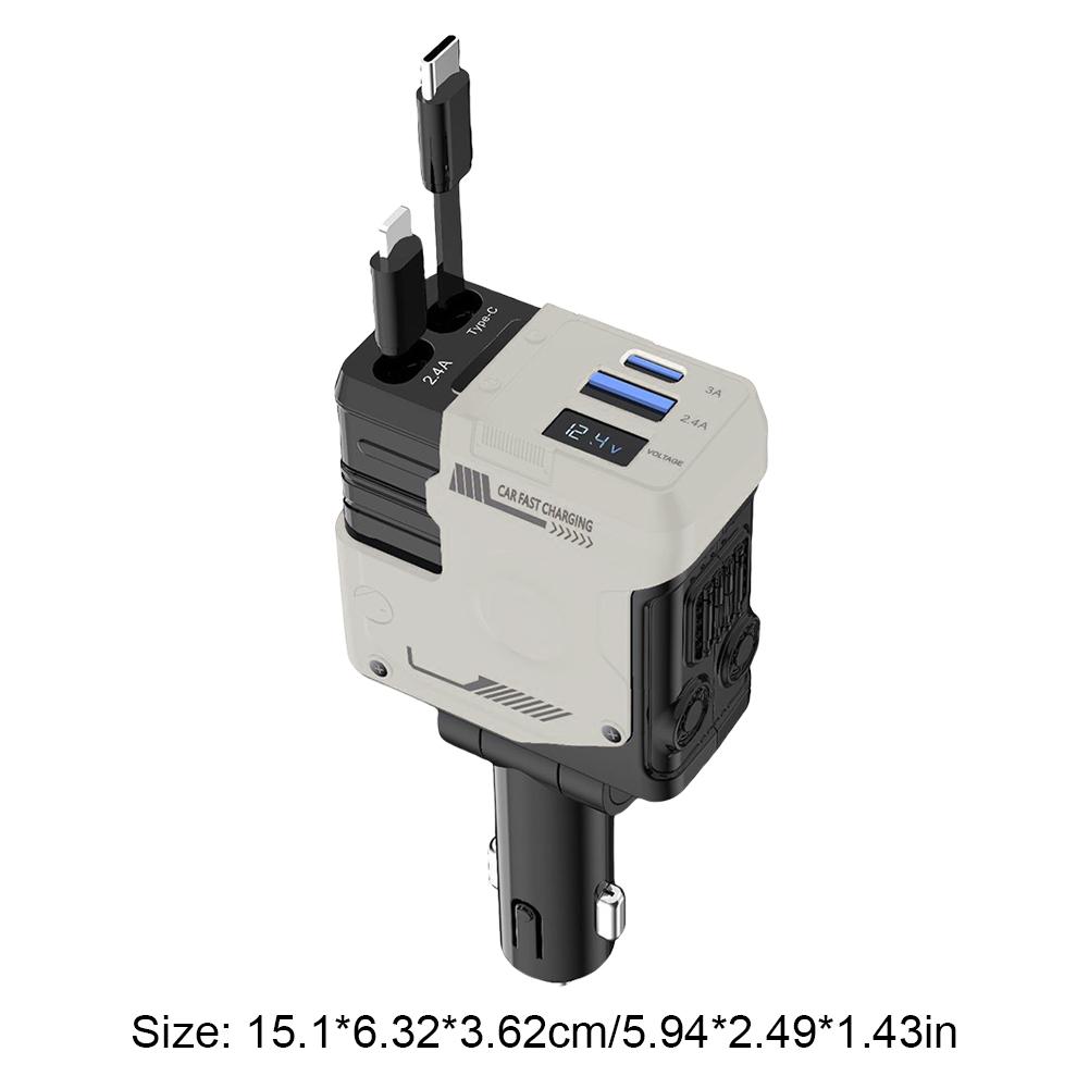 4 in 1 Retractable Car Charger Fast Car Phone Charger Adjustable Angle Fast Charging Adapter 120W Car Adapter Car Accessories