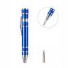 Pocket-Sized Precision Screwdriver With 8 Bits In The Shape Of An Aluminum Pen