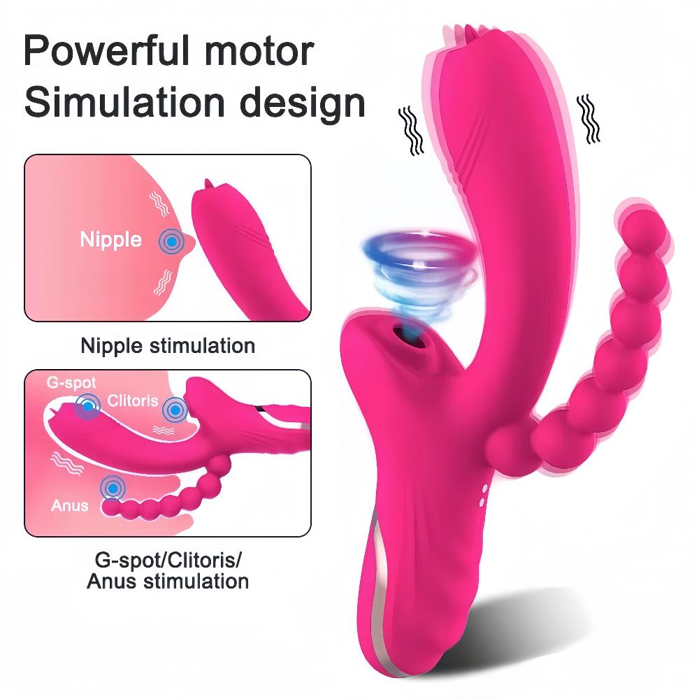 3-in-1 Suction Vibrator Clitoris Nipple Suction Massager Clitoris G-Spot Suction Vacuum Stimulator Dildo Female Masturbation