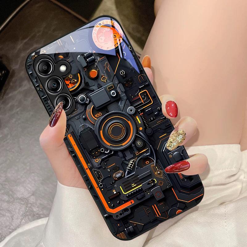 Dispozitiv Mecanic Negru Pentru Samsung Galaxy A14 4G 20 30 52 20S 21S 22 A32 33 34 42 50 51 53 54 70 71 72 73 5G Carcasă Telefon Sticlă