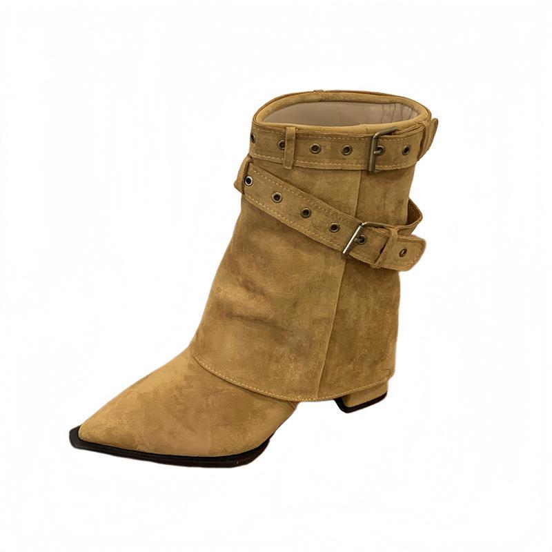 Western Cowboy Coarse Heel Pants Boots Women's 2025 Autumn and Winter New Fashion Spice Girl Medium Tube Muse Van Martin Boots