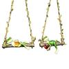 Weatherproof Patio Yard Decoration 2Pcs Swing Frog Garden Statue with Hemp Rope, Hanging Ornament Beer/Wine Outdoor for Tree Decor, Weather Resistant