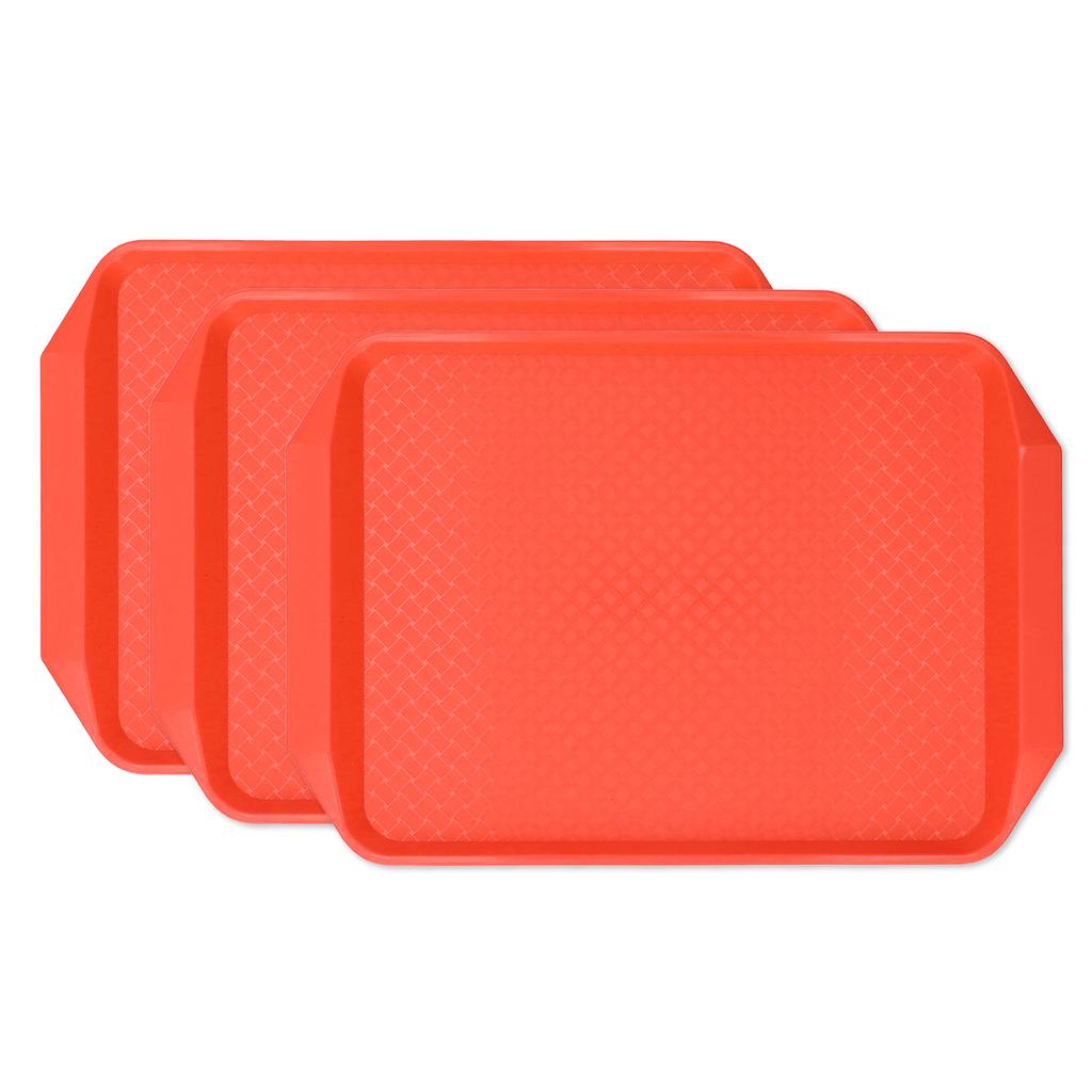 3PCS Colorful Food Tray Rectangle Thickened Binaural Plastic Tray Heat Resistance Stackable Cafeteria Trays for Hotel