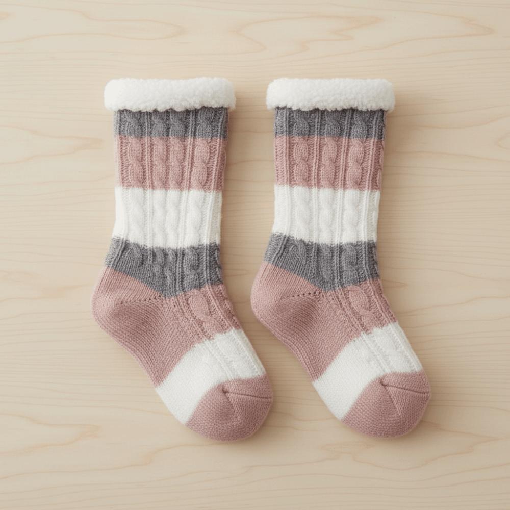 Fried Dough Twist Stripe Fleece Socks Thicken Winter Floor Socks Cute Coral Fleece Socks  Girls