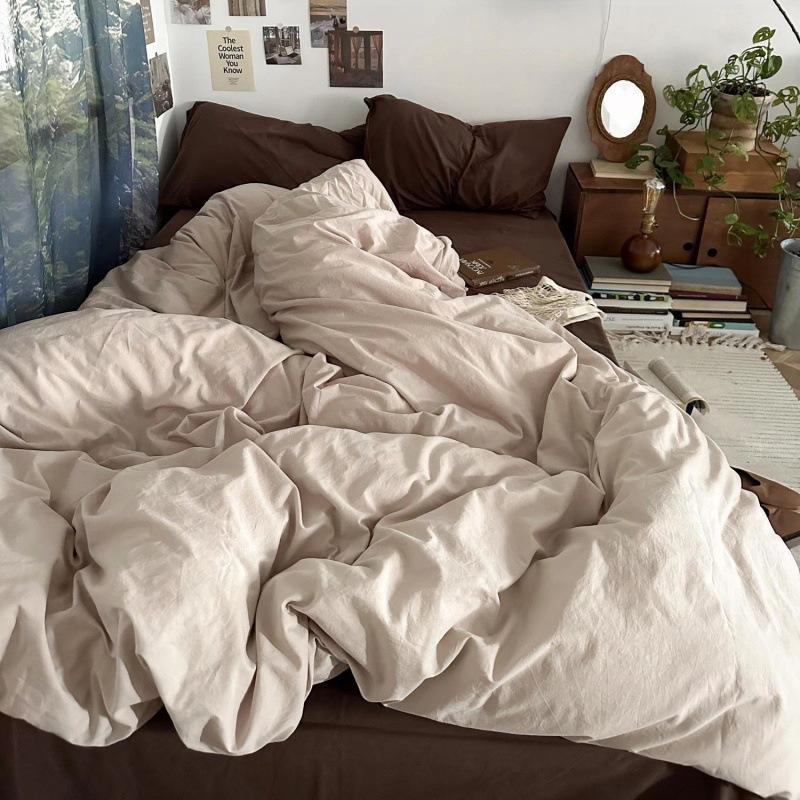 Modern Minimalist Solid Color Bedding Set Single Person Duvet Cover in Student Dormitory Four Seasons General Large Size Double Bedsheets Home Textile