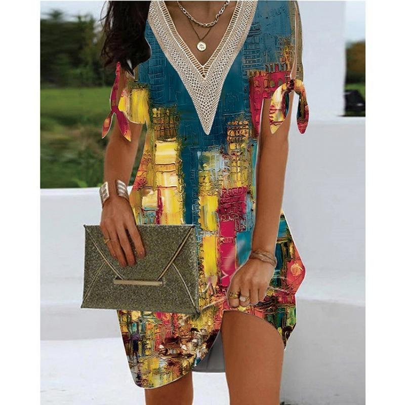BITCED Fashion Summer Spring Short Sleeve V-Neck Casual Dresses