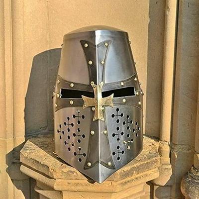 Geweldige helm Templar Knight Armor helm replica cadeau zilver