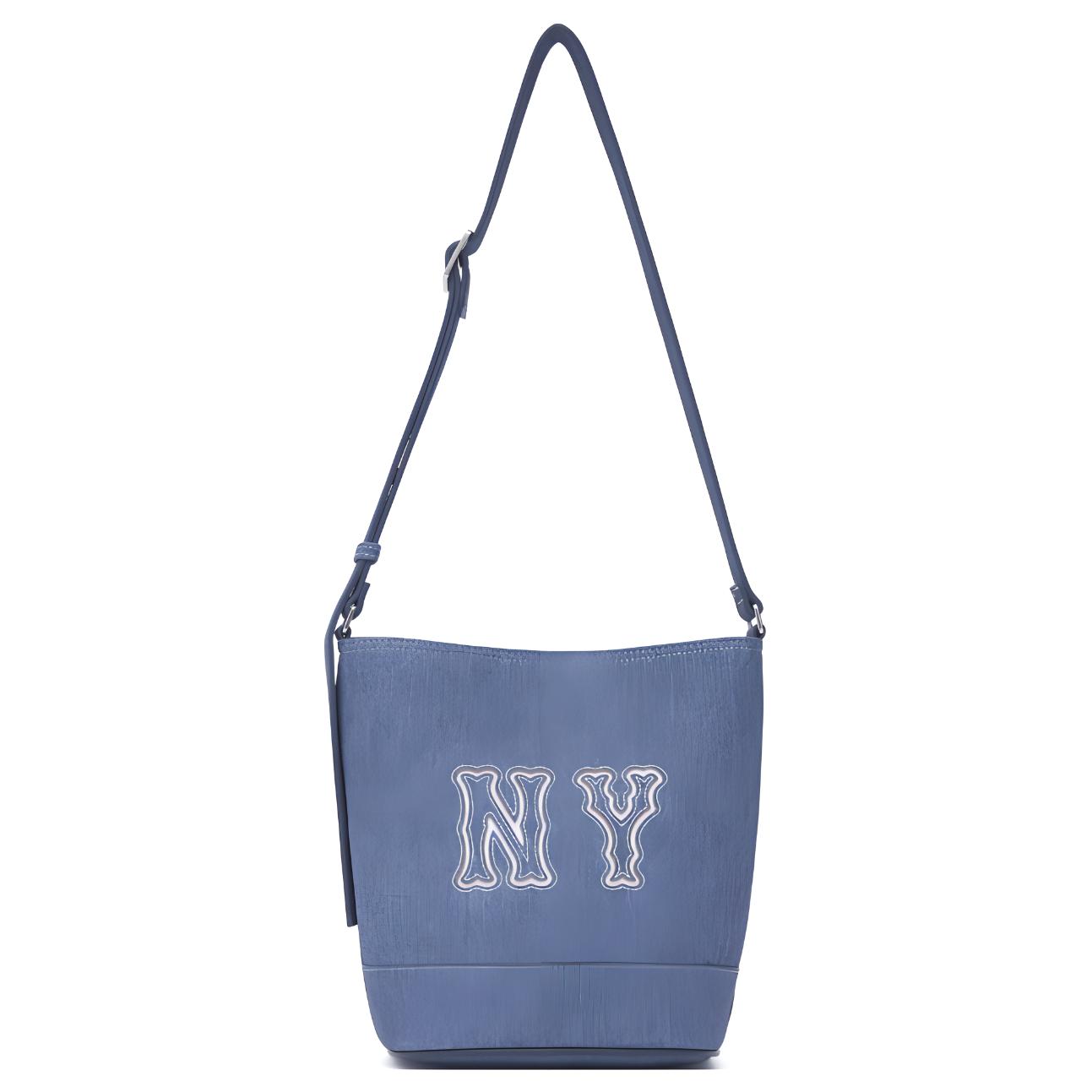 

MLB 24FW New York Yankees NY Denim Vintage Large Capacity Faux Leather Bucket Bag Shoulder Crossbody Bag Unisex Bags Blue 3ABML054N-50INS Blue