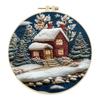 Xmas House Stamped Cross Stitch Embroidery Kits with Hoop Cloth Color Thread