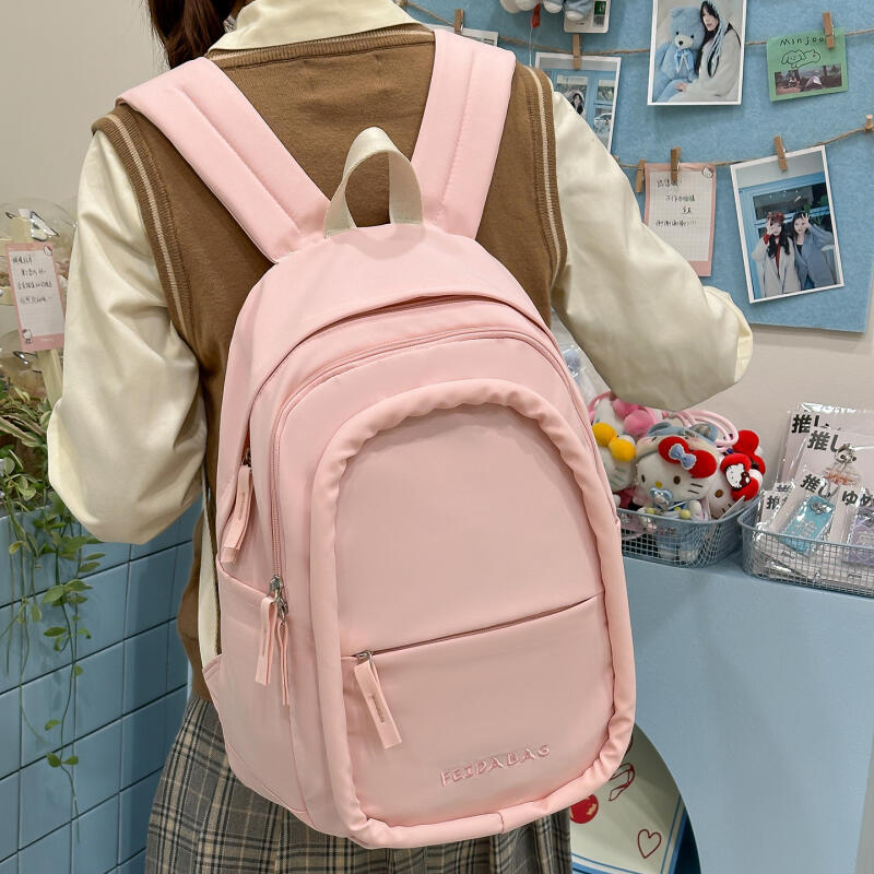 Solid Color Small Backpack Retro Student Schoolbag