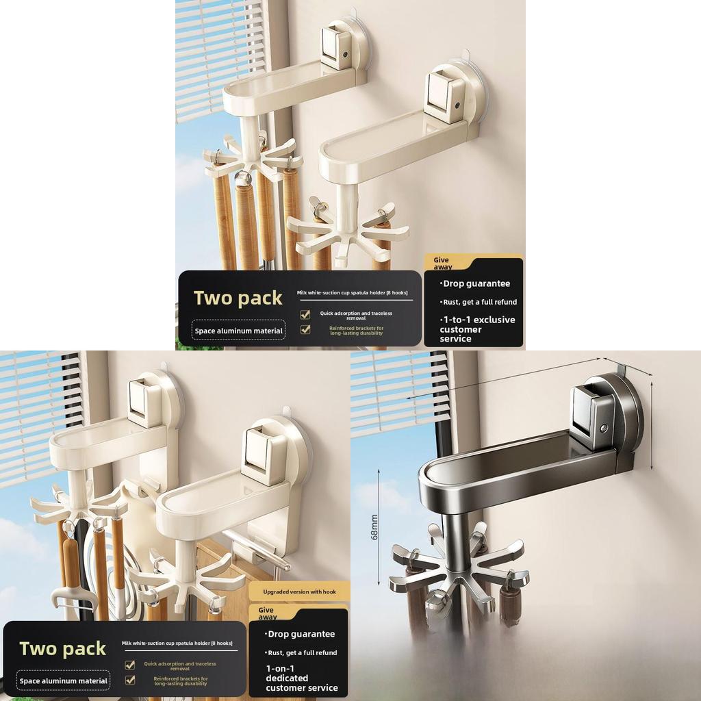 Aluminum Wall Mount Kitchen Hooks With Strong Suction For Utensil Storage