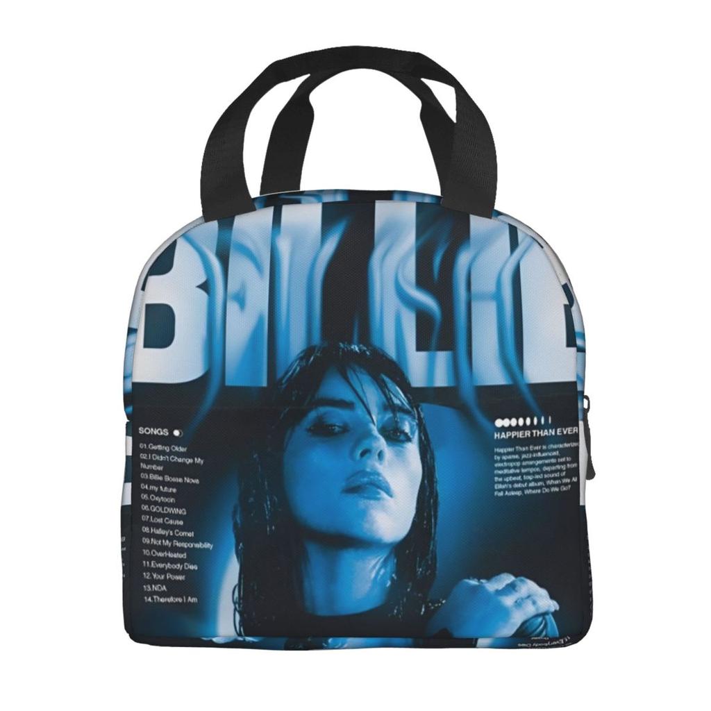 B-Billie-Girl E-eilish American Singer Insulated Lunch Bag Food Container Portable Thermal Cooler Lunch Boxes For School Office