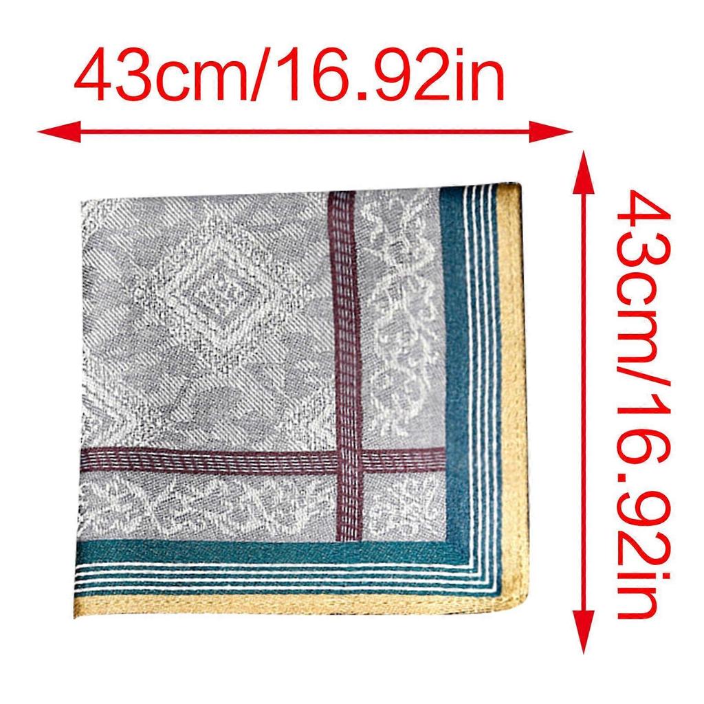 Men's Handkerchief Soft and Breathable Cotton Handkerchiefs Exquisite Pattern Sweat-absorbent  Random Color