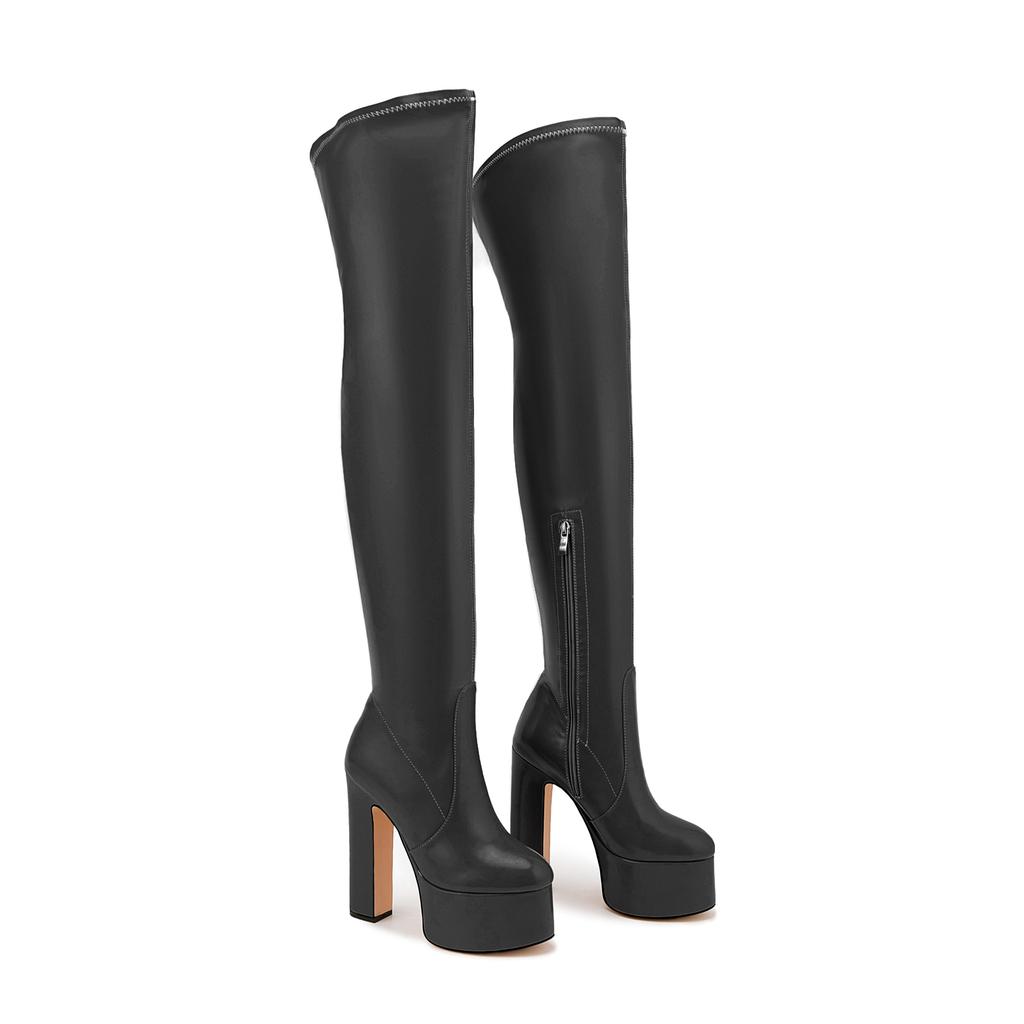 Elastic Women's Over the High Knee Boots Platform Sexy Winter Thigh High Boot Pink Black Green Red Long Party Shoes Ladies