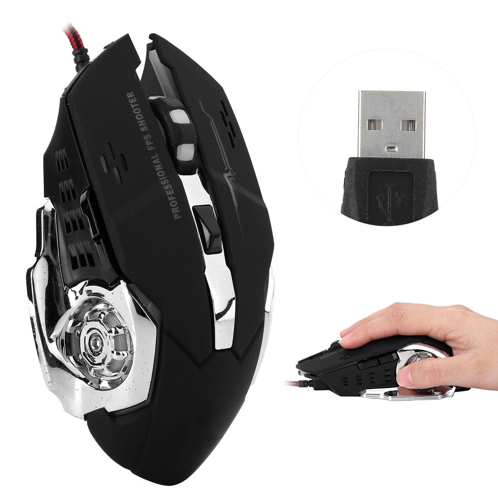 Gaming Mouse Wired LED Luminous 3200 DPI Home Office Universal Computer Accessories V6