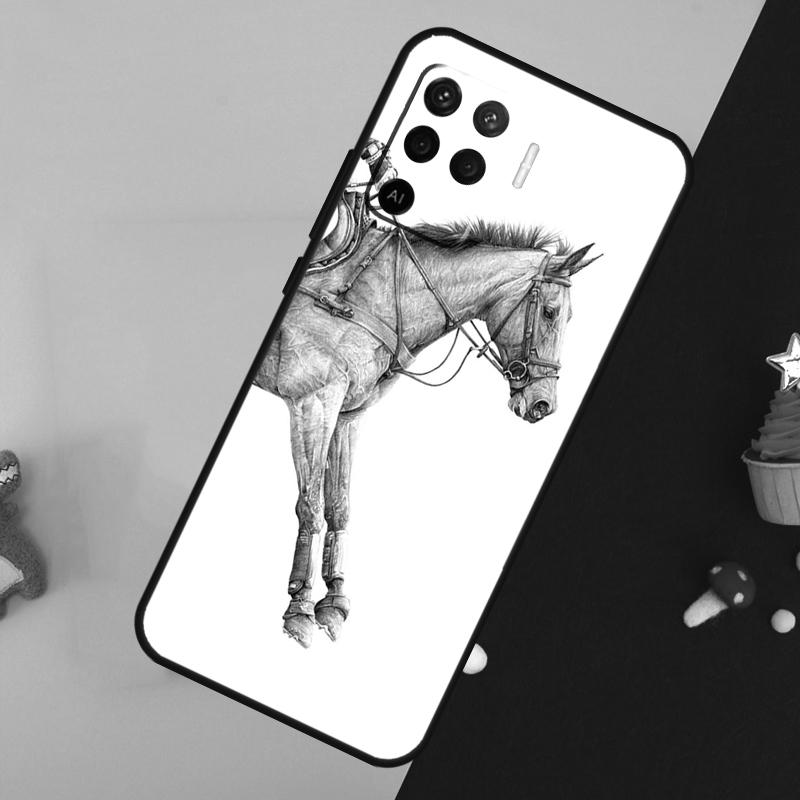 Horse Sketch Case For Oppo A5 Pro A6 A15 A16 A76 A96 A17 A57 A98 A58 A78 A18 A38 A54 A74 A94 A40 A60 A80