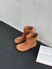 Retro round head frosted leather thick-soled versatile short boots 2025 autumn and winter niche design turning hair and looking thin fla