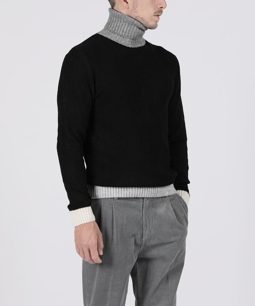 PANICALE Black Contrast Turtleneck Knit