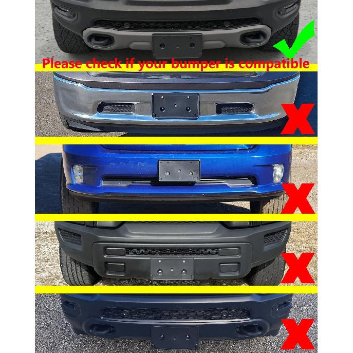 Front License Plate Frame for Dodge Ram 1500 DT Rebel & TRX ONLY 2019-2024 Front Bumper License Tag Plate Holder Mounting Bracket Replace #