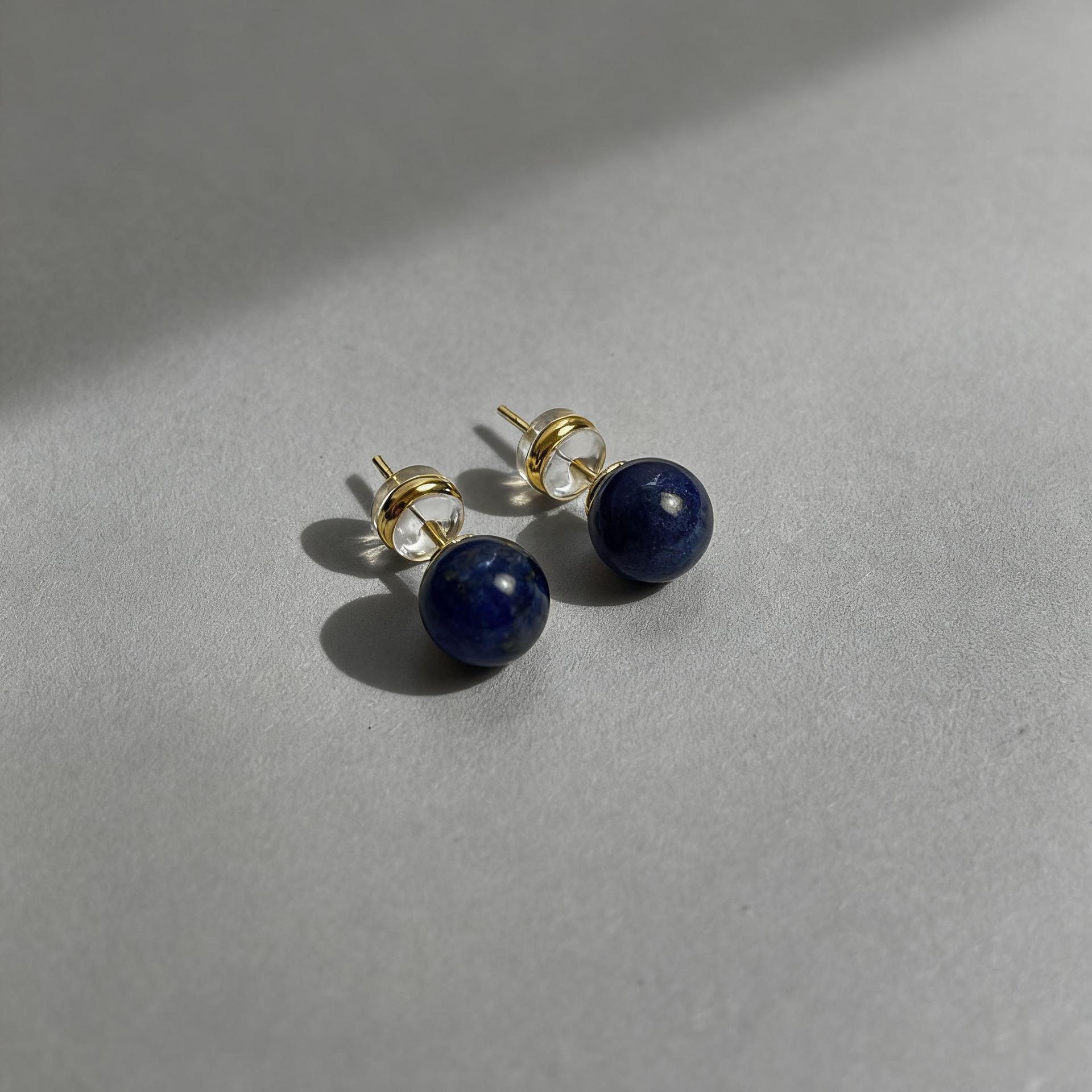 Винтажные серьги-гвоздики с лазуритом – Синие клипсы под нефрит для женщин