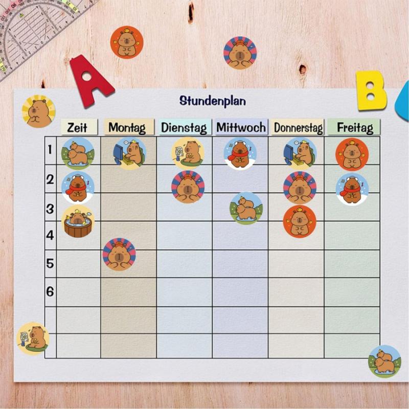 500pcs/pack Capybara Stickers Cute Water Pig Self-Adhesive Stickers Gift Packaging Bag Sealing Stickers Labels Round Tape