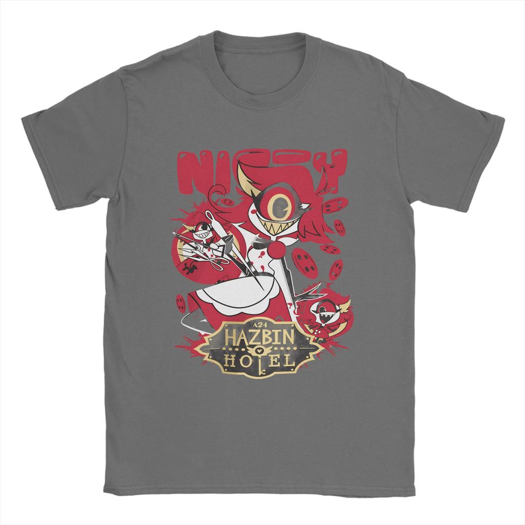 Hazbins Hotel T-Shirts Men  Leisure Cotton Tees Crewneck Short Sleeve T Shirts Summer Clothing