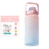 Water Bottle 2 Liters Drinking Bottle Outdoor Sports Bottle With Time Marker Drinkware Frosted Progressive Color Water Cup