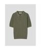 Cool Touch Textured Collar Short Sleeve Knit Olive Green