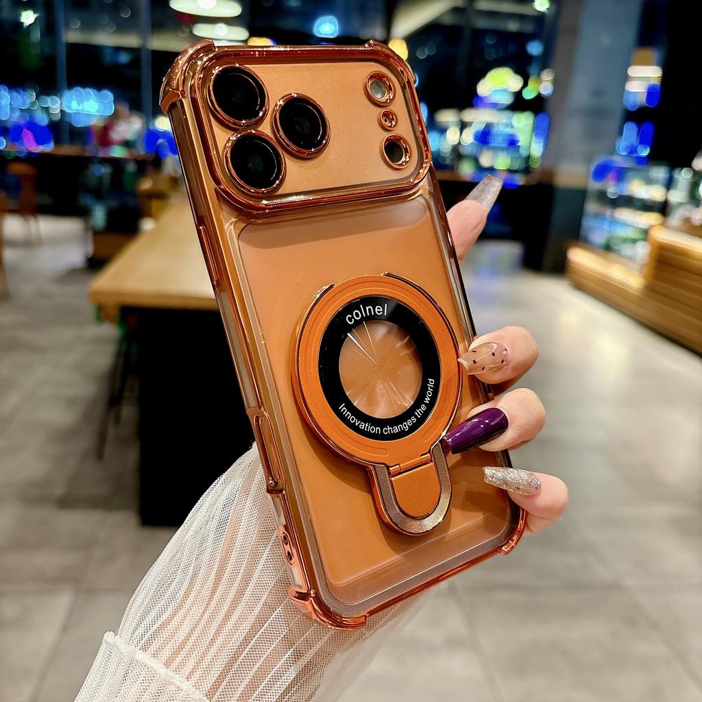 Für Apple 17promax Vier-Ecken-Sturzschutz Handyhülle für IPhone16 Ständer 15 Galvanisiertes Acryl Zwei-in-Eins