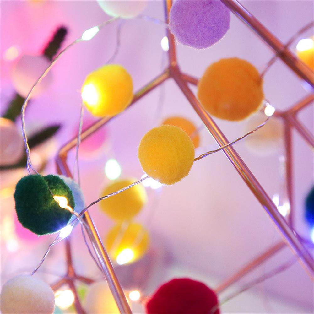 2m 20 LED Cotton Ball String Light Fairy Lights Battery Powered Festival Gift Party Decor