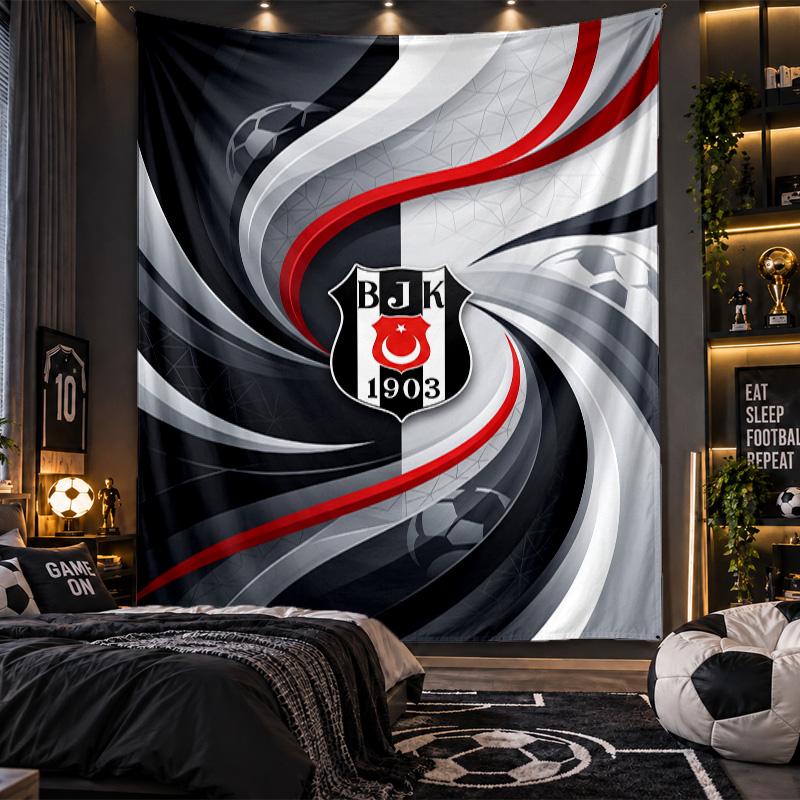 Duvara Asılan Goblen Beşiktaş FK Baskılı Kumaş Salon Yatak Odası Ev Dekorasyonu İçin