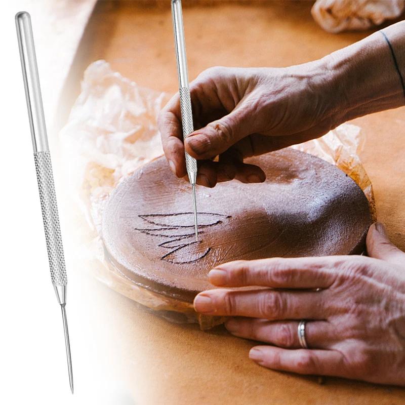 Feather Pin+Pro Needle Wire Texture Pottery Tools Clay Tool Texture Brush Tools DIY Ceramic Modeling Tool Pottery Crafts Brush