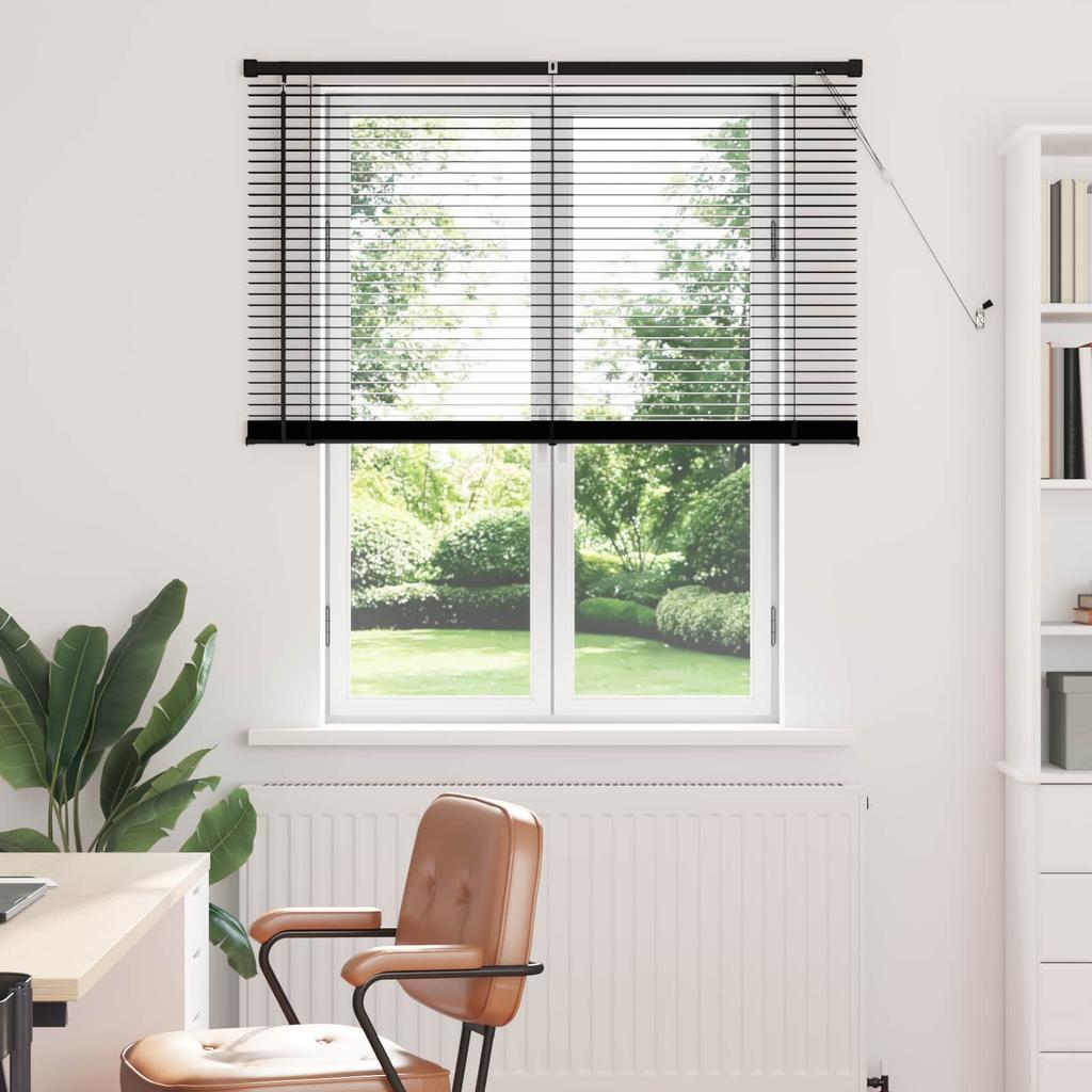 Black Venetian Blind 150 x 120 cm 25 mm PVC