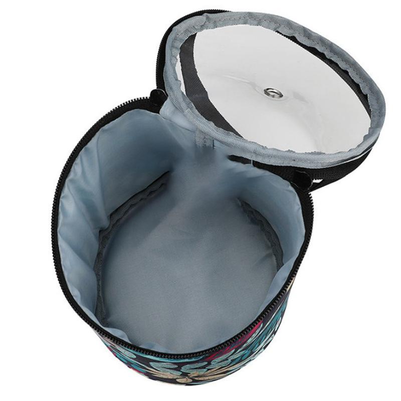 1pc Yarn Storage Tote Bag; Short Perforated Yarn Storage Bucket; Round Crochet Bag For Knitting Yarn; DIY Accessory Bag