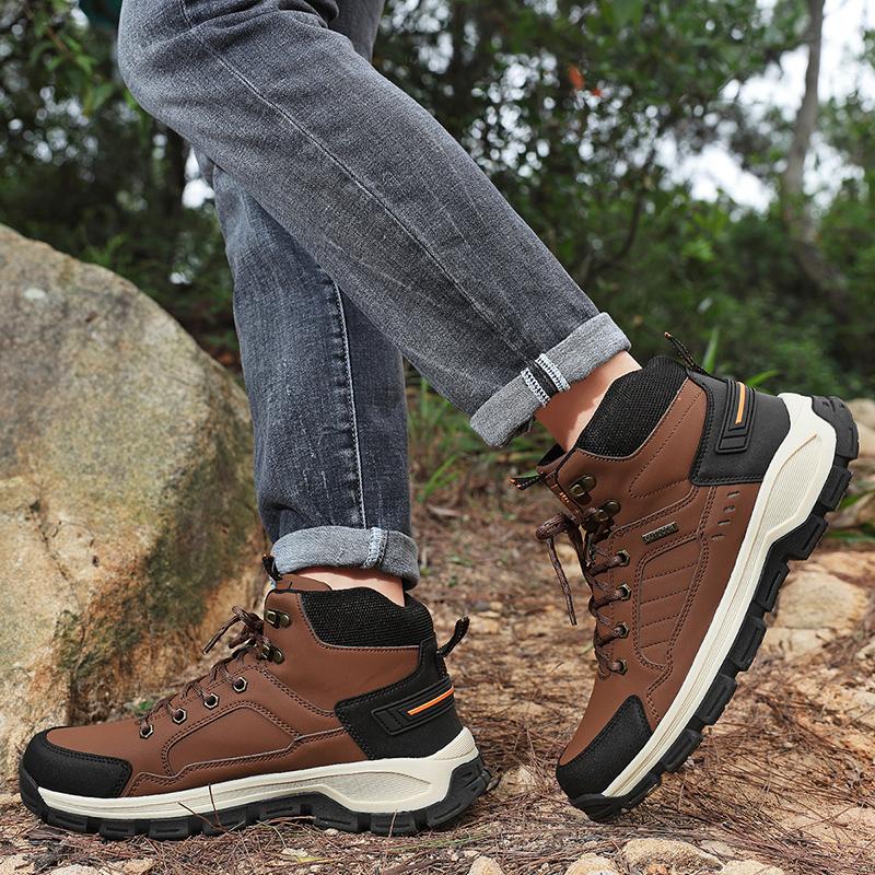 New Autumn Men's Boots Fashion Outdoor Hiking Boots Waterproof Leather Men's Work Boots Non-slip Men Desert Ankle Boots Sneakers