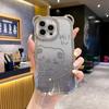For iPhone 16 Pro Case Cute Bear Electroplating TPU Phone Cover with Gradient Glitter Paper