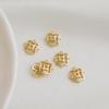 14K Gold Plated Zircon Four-Leaf Clover Flower Cap Bead Holder for DIY Jewelry